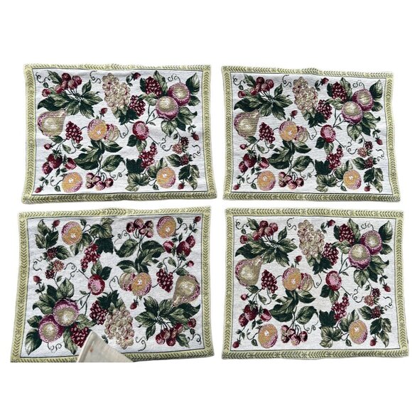 Set Of 4 Waverly Vintage Fruit Tapestry Placemats 13.5" x 17" LIned - Picture 1 of 5